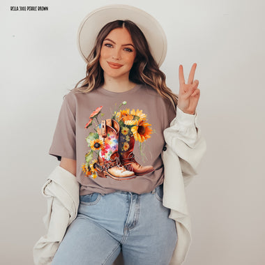 Watercolor Boots Screen Print Transfer T61