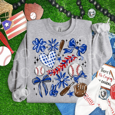 Play Ball Collage Baseball ROYAL BLUE DTF Transfer