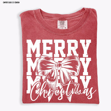 Merry Christmas Bow Screen Print Transfer W72