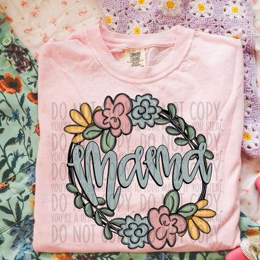 Mama Doodle Floral Frame DTF Transfer (SWD)