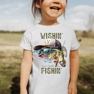 Wishin I was Fishin Toddler Screen Print High Heat Transfer Q73