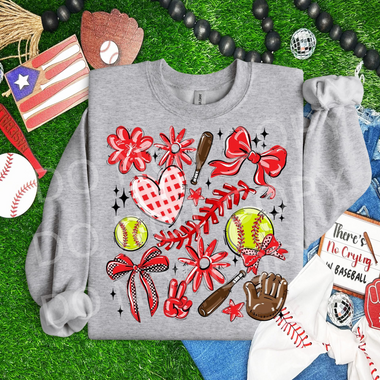 Play Ball Collage Softball RED DTF Transfer