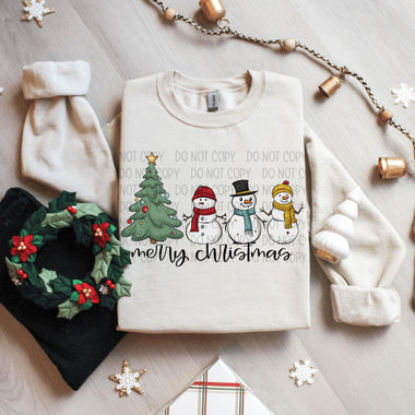Merry Christmas Snowmen DTF Transfer