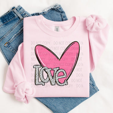 Love with Pink Heart DTF Transfer