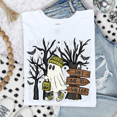 Take Me To Salem Ghost Green DTF Transfer (SWD)