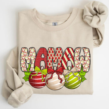 Mamaw with Christmas Ornaments DTF Transfer
