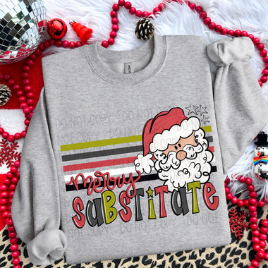 Merry Substitute Retro Stripe DTF Transfer