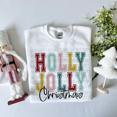 Holly Jolly Christmas (Varsity font) DTF Transfer