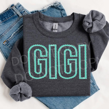 GIGI Rosette Mint DTF Transfer