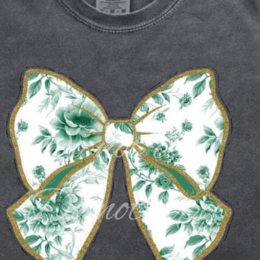 Green Toile Bow DTF Transfer