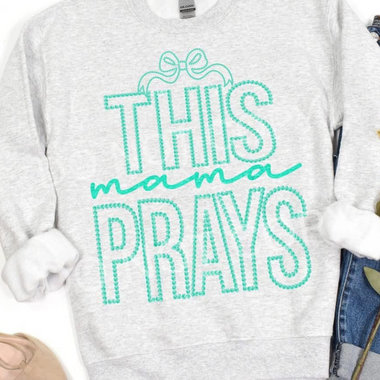 This Mama Prays Rosette Mint DTF Transfer