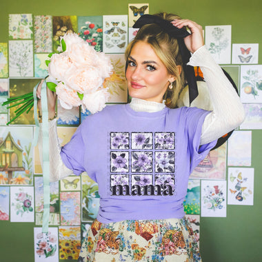 Mama with Purple Flowers DTF Transfer