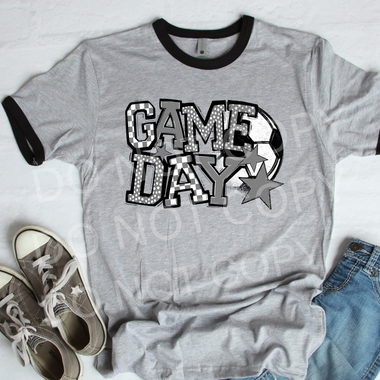 Game Day Mix Print Soccer GRAY DTF Transfer