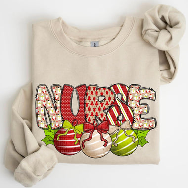 Nurse with Christmas Ornaments DTF Transfer