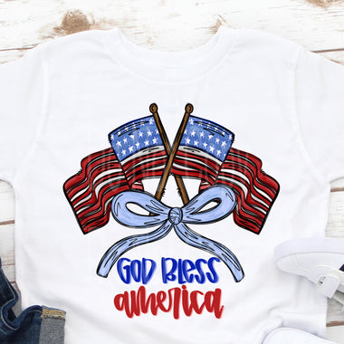 God Bless American Flags DTF Transfers