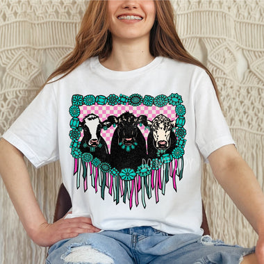 Fringe Cows Screen Print Transfer R33