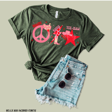 Peace Love Yeehaw Screen Print High Heat Transfer T142