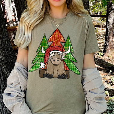 Highland Cow Trees Screen Print High Heat Transfer U12