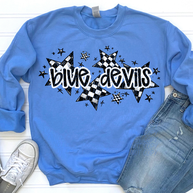 Blue Devils Checkered Star Mascot DTF Transfer (E)