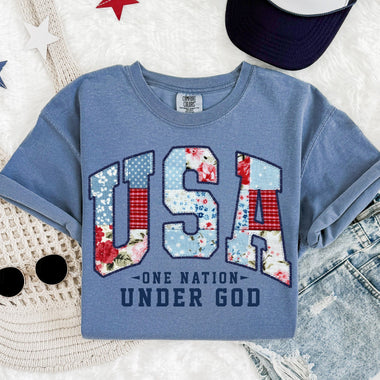 USA Patchwork Patriotic Wholesale Tee