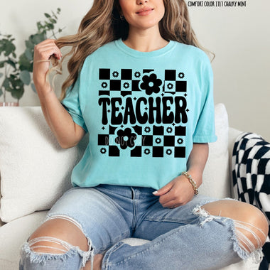 Teacher Checkered Screen Print Transfer J25