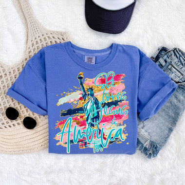 She loves Jesus and America too Patriotic Wholesale Tee