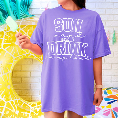 Sun Sand Drink in Hand Screen Print Transfer W132
