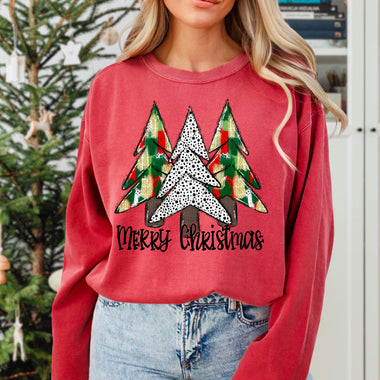 Merry Christmas Red/Green Color Trees DTF Transfer