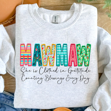 Mawmaw Clothed in Gratitude DTF Transfer