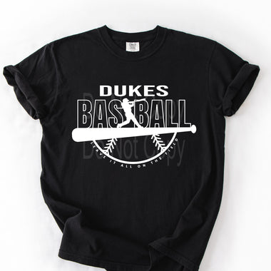 Dukes Baseball White INK DTF Transfer