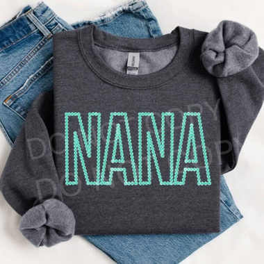 NANA Rosette Mint DTF Transfer