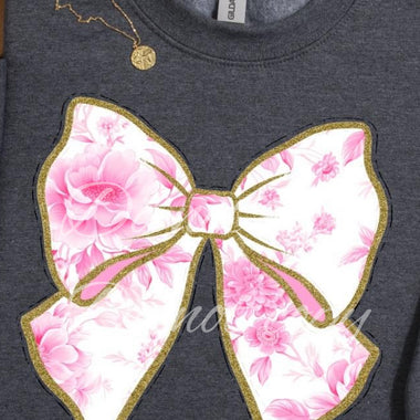 Pink Toile Bow DTF Transfer