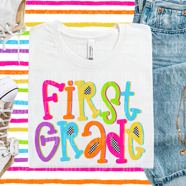 First Grade Colorful Checkered DTF Transfer (SBBB)