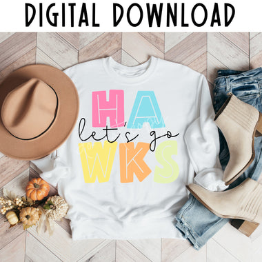 Let's go Hawks Colorful Digital Download MS