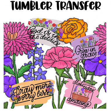 Floral Affirmation Tumbler Seamless Sublimation Transfer