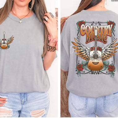 Country Music Front & Back Screen Print High Heat Transfer J5