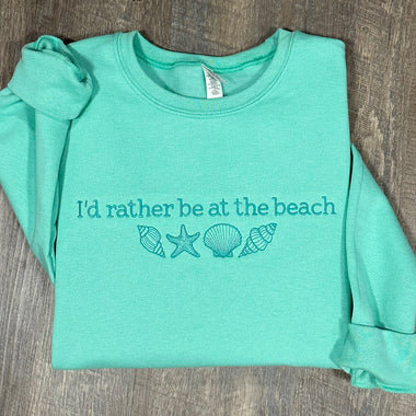 I’d rather be at the beach Wholesale Embroidered Sweatshirt