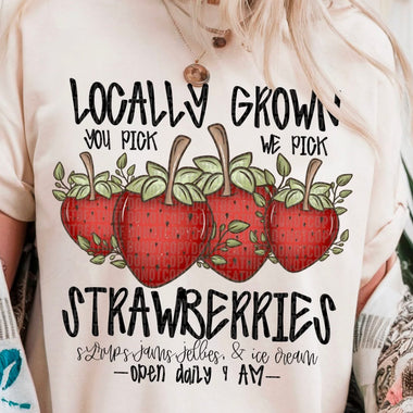 Locally Grown Strawberries DTF Transfer