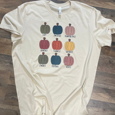 "No restocks" 9 grid pumpkin fall words Screen Print High Heat Transfer T101