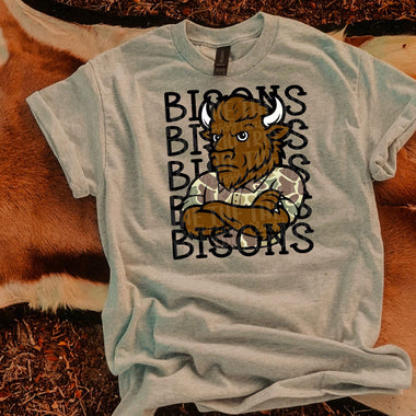 Bisons Camo Stacked Mascot DTF Transfer