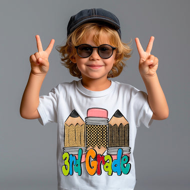 Colorful 3rd Grade Pencils Boy DTF Transfer (SDD)