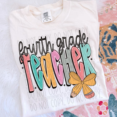 Doodle Pencil Fourth Grade Teacher DTF Transfer (SWD)