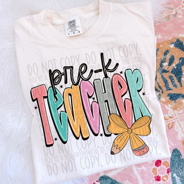 Doodle Pencil Pre K Teacher DTF Transfer (SWD)