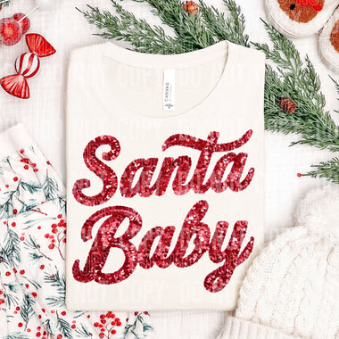 Faux Sequin Santa Baby DTF Transfer (SBBD)