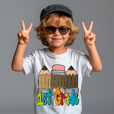 Colorful 1st Grade Pencils Boy DTF Transfer (SDD)