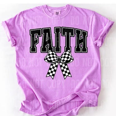 Checkered Faith with Bow DTF Transfer
