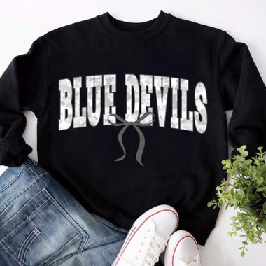 White Camo Blue Devils Mascot DTF Transfer (E)