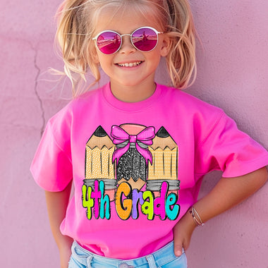 Colorful 4th Grade Pencils Girl DTF Transfer (SDD)