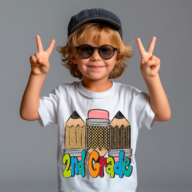 Colorful 2nd Grade Pencils Boy DTF Transfer (SDD)