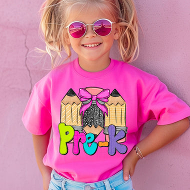 Colorful Pre K Pencils Girl DTF Transfer (SDD)
